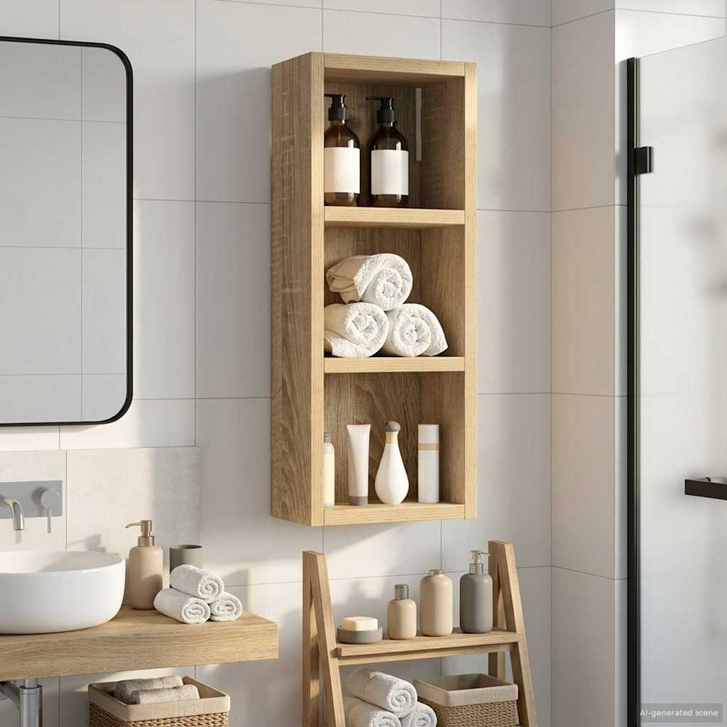 vidaXL Bathroom Wall Cabinet with Shelf Sonoma Oak 20 x 10 x 50 cm