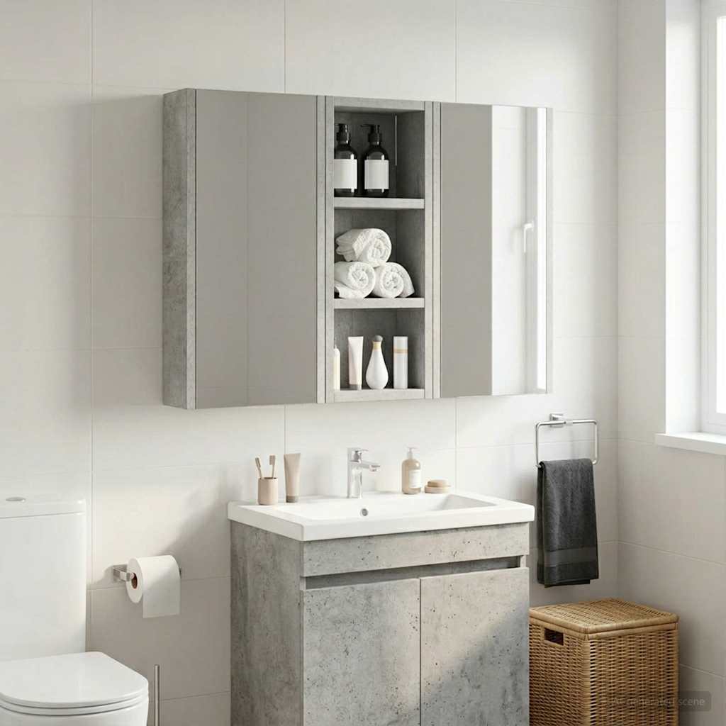 vidaXL Bathroom Wall Cabinet with Shelf Concrete Grey 20 x 10 x 50 cm