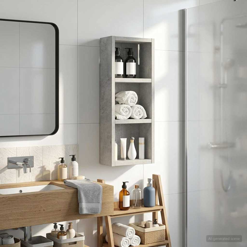 vidaXL Bathroom Wall Cabinet with Shelf Concrete Grey 20 x 10 x 50 cm