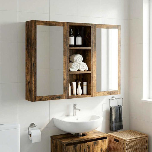 vidaXL Bathroom Wall Cabinet Smoked Oak 20 x 10 x 50 cm