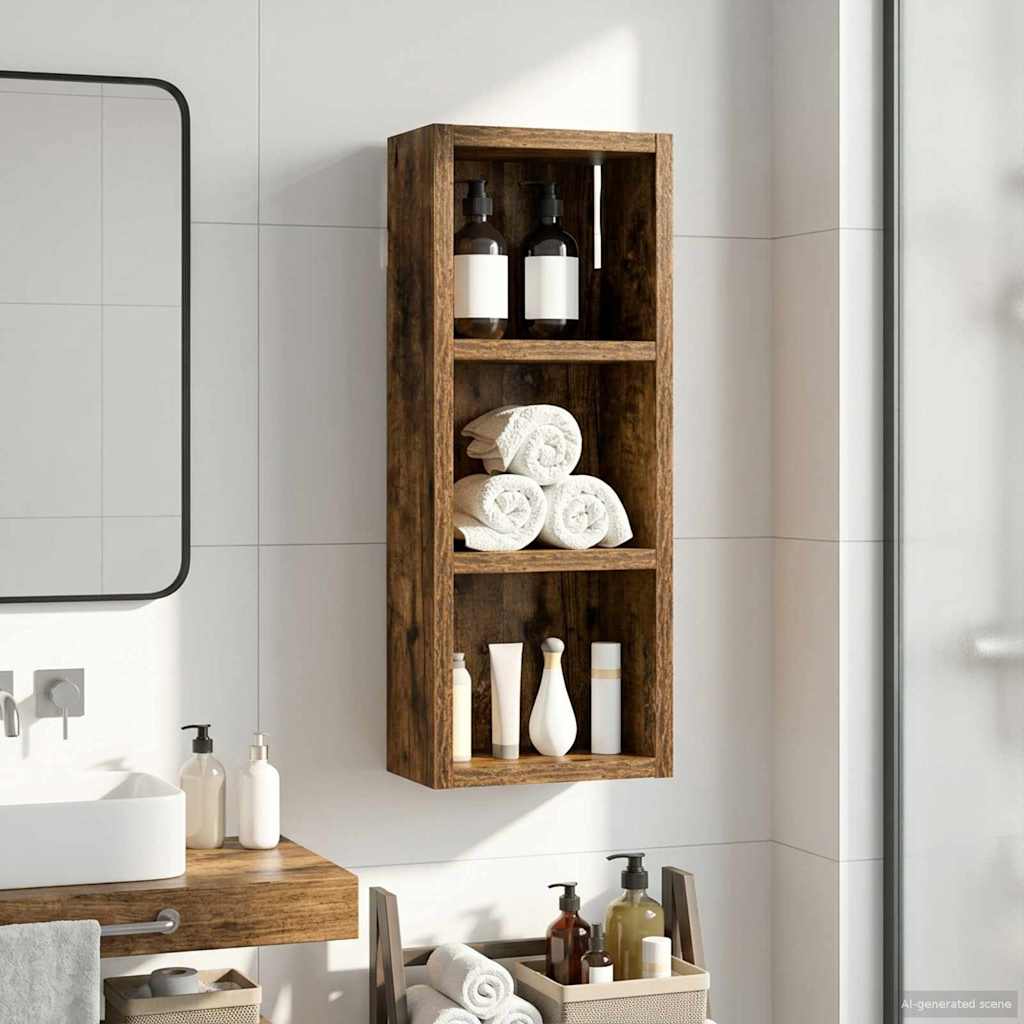 vidaXL Bathroom Wall Cabinet with Shelf Smoked Oak 20 x 10 x 50 cm