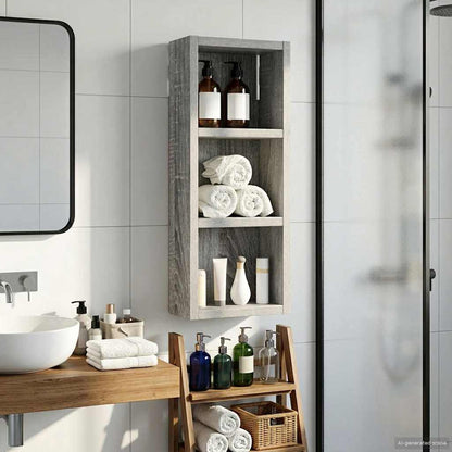 vidaXL Bathroom Wall Cabinet with Shelf Grey Sonoma 20 x 10 x 50 cm