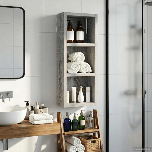 vidaXL Bathroom Wall Cabinet Grey Sonoma 20 x 10 x 50 cm