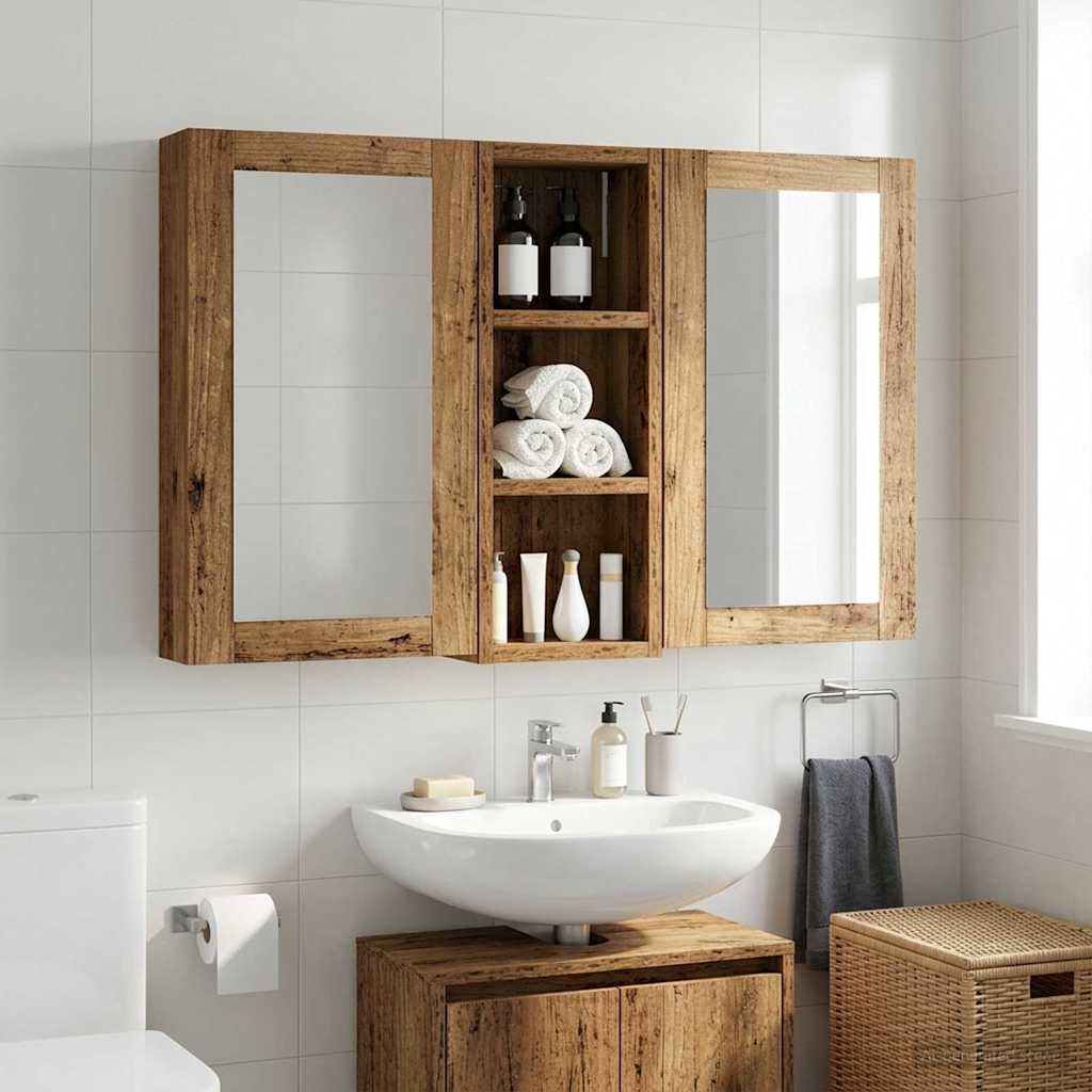 vidaXL Bathroom Wall Cabinet Old Wood 20 x 10 x 50 cm Engineered wood