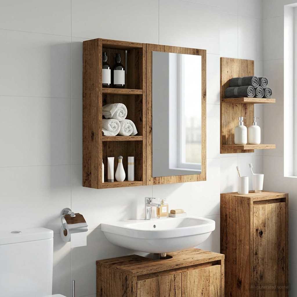 vidaXL Bathroom Wall Cabinet Old Wood 20 x 10 x 50 cm Engineered wood