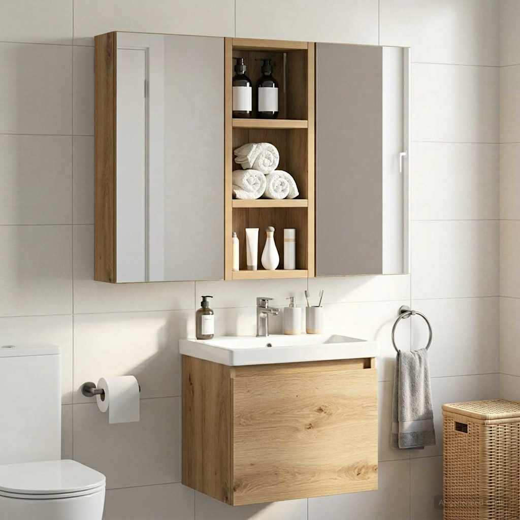 vidaXL Bathroom Wall Cabinet with Shelf Artisian Oak 20 x 10 x 50 cm