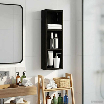 vidaXL Bathroom Wall Cabinet with Shelf Black Oak 20 x 10 x 60.5 cm