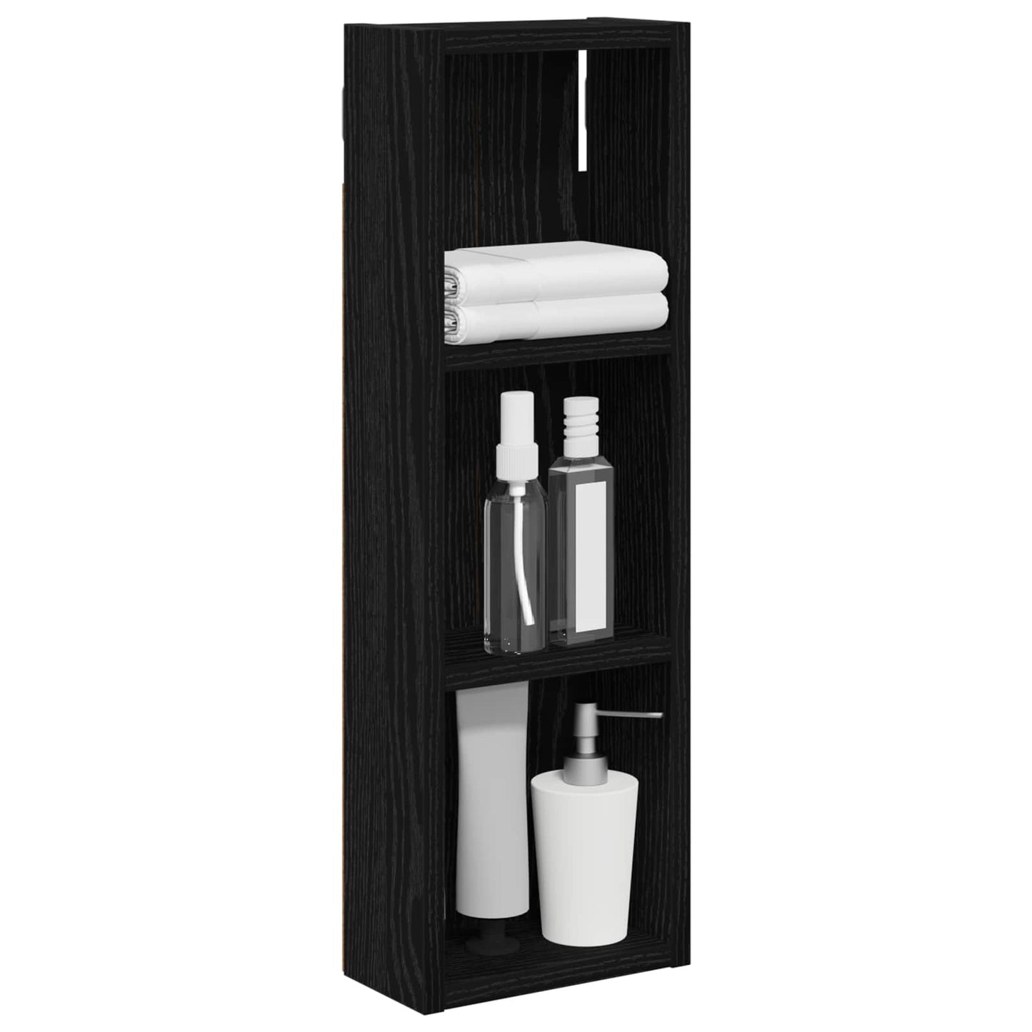 vidaXL Bathroom Wall Cabinet with Shelf Black Oak 20 x 10 x 60.5 cm