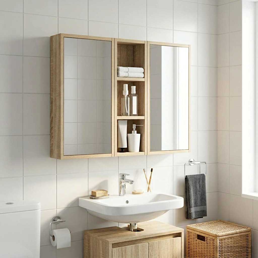 vidaXL Bathroom Wall Cabinet with Shelf Sonoma Oak 20 x 10 x 60.5 cm