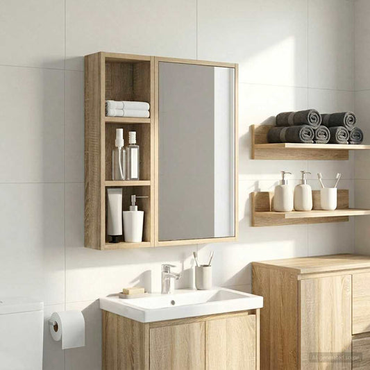 vidaXL Bathroom Wall Cabinet with Shelf Sonoma Oak 20 x 10 x 60.5 cm