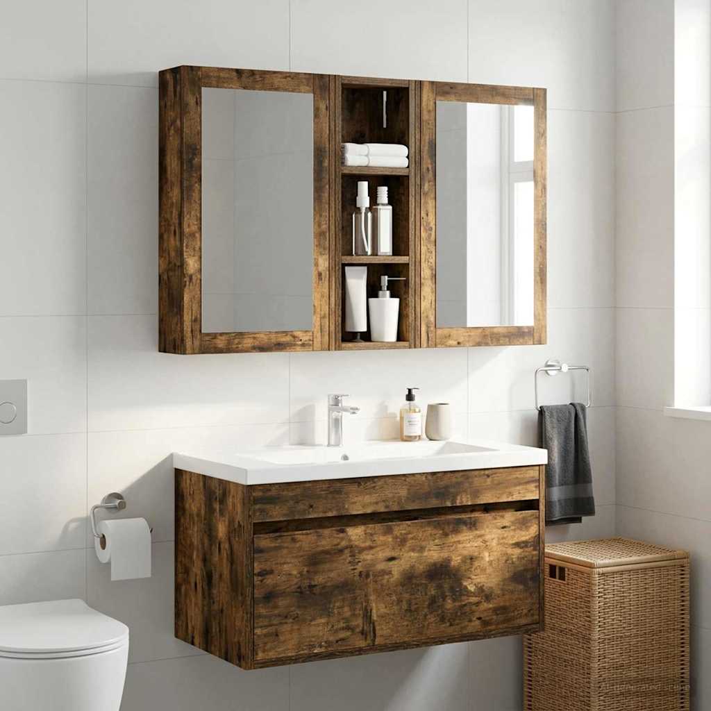 vidaXL Bathroom Wall Cabinet Smoked Oak 20 x 10 x 60.5 cm