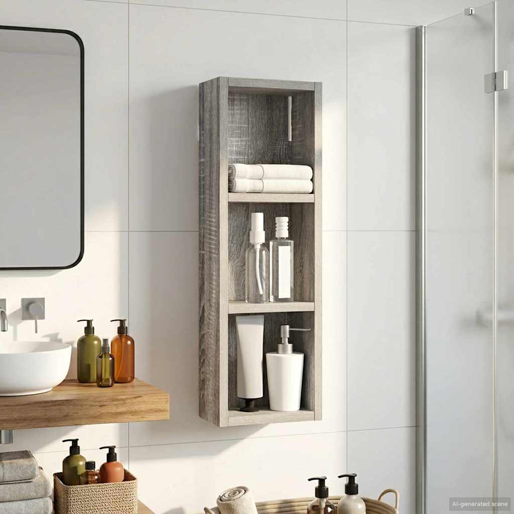 vidaXL Bathroom Wall Cabinet Grey Sonoma 20 x 10 x 60.5 cm