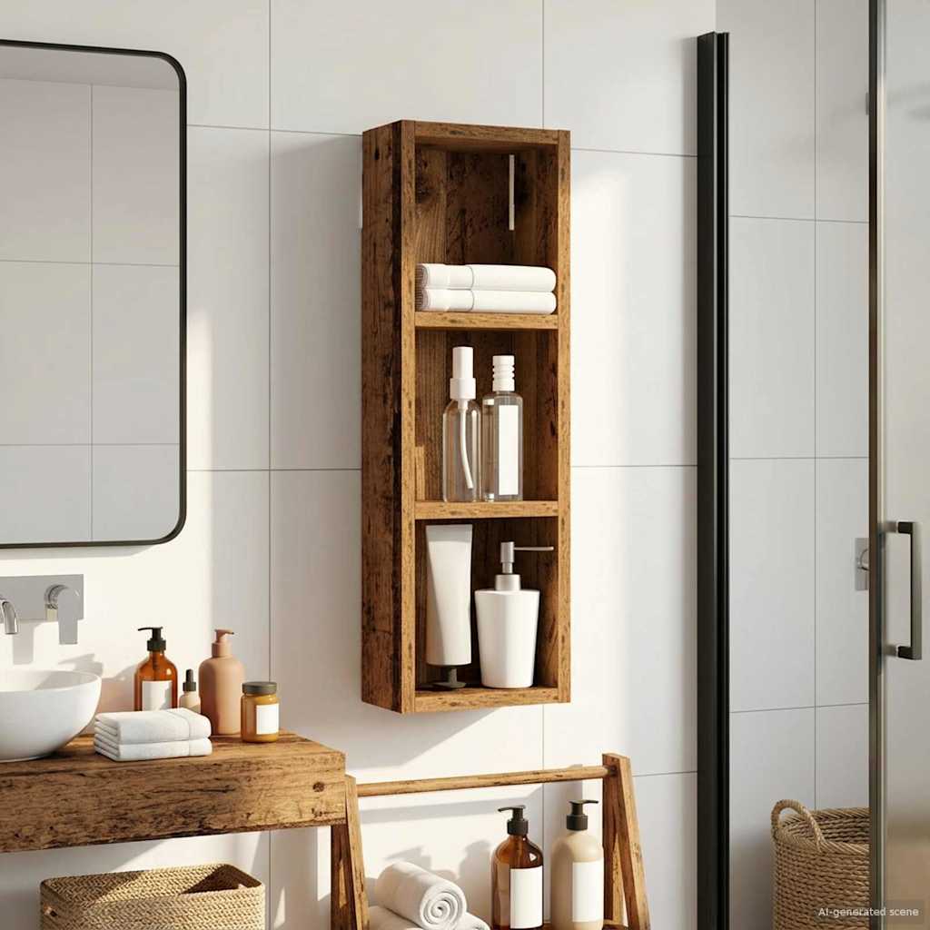 vidaXL Bathroom Wall Cabinet with Shelf Old Wood 20 x 10 x 60.5 cm