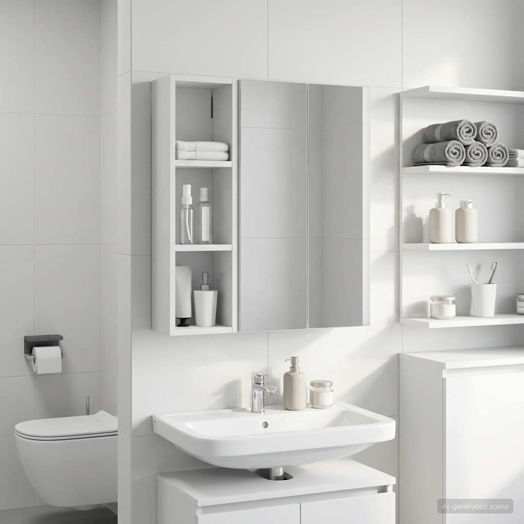 vidaXL Bathroom Wall Cabinet White 20 x 14 x 70 cm Engineered wood