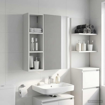 vidaXL Bathroom Wall Cabinet White 20 x 14 x 70 cm Engineered wood