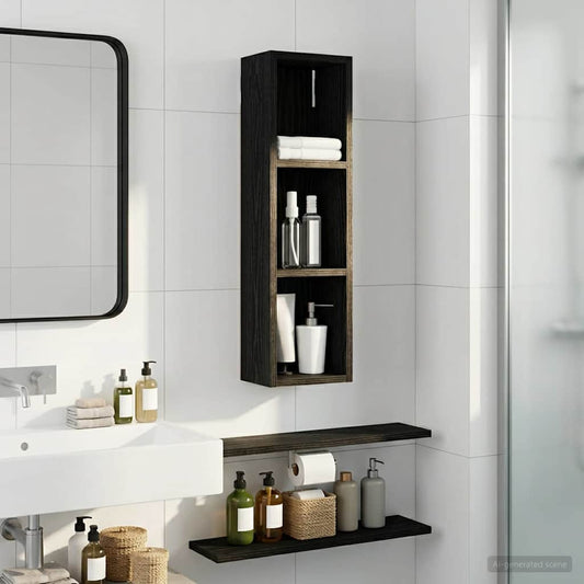 vidaXL Bathroom Wall Cabinet Black Oak 20 x 14 x 70 cm Engineered wood