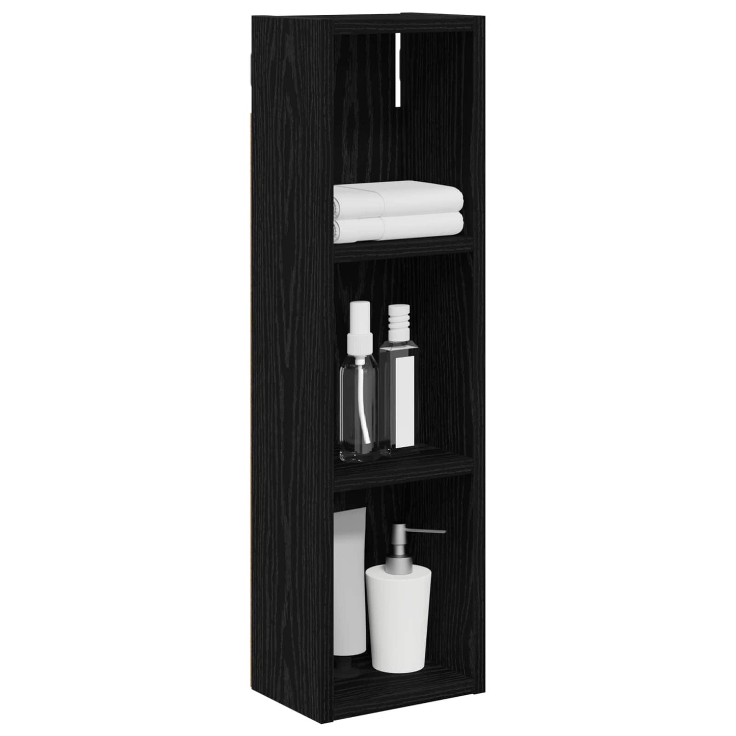 vidaXL Bathroom Wall Cabinet Black Oak 20 x 14 x 70 cm Engineered wood