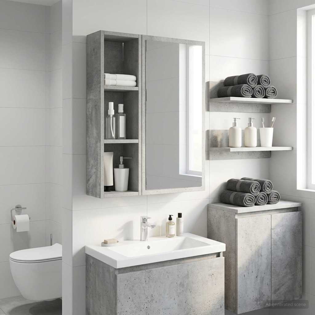 vidaXL Bathroom Wall Cabinet Concrete Grey 20 x 14 x 70 cm