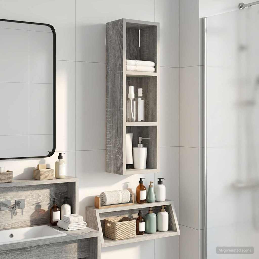 vidaXL Bathroom Wall Cabinet with Shelf Grey Sonoma 20 x 14 x 70 cm