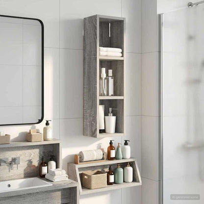 vidaXL Bathroom Wall Cabinet with Shelf Grey Sonoma 20 x 14 x 70 cm