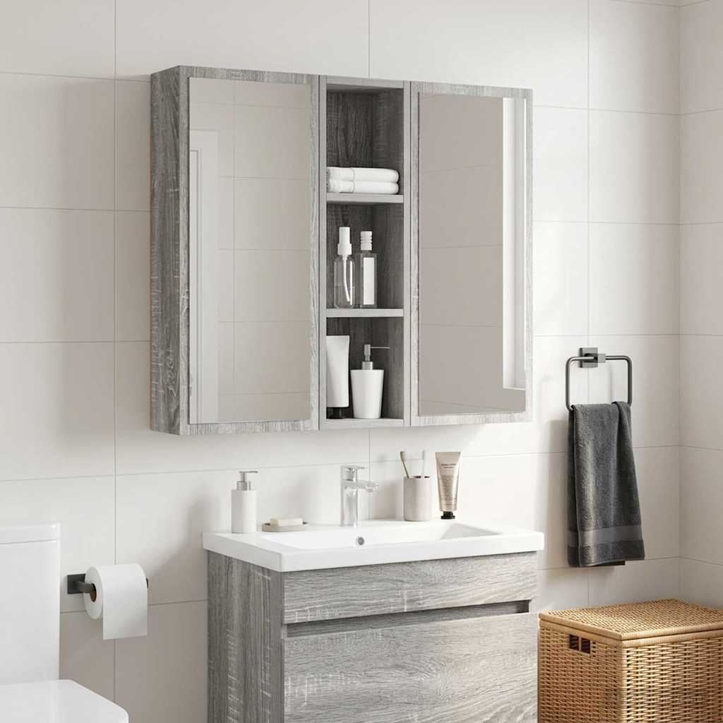 vidaXL Bathroom Wall Cabinet with Shelf Grey Sonoma 20 x 14 x 70 cm