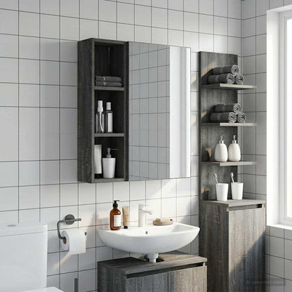 vidaXL Bathroom Wall Cabinet with Shelf Grey Sonoma 20 x 14 x 70 cm