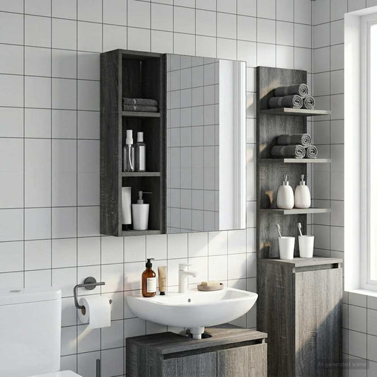 vidaXL Bathroom Wall Cabinet with Shelf Grey Sonoma 20 x 14 x 70 cm