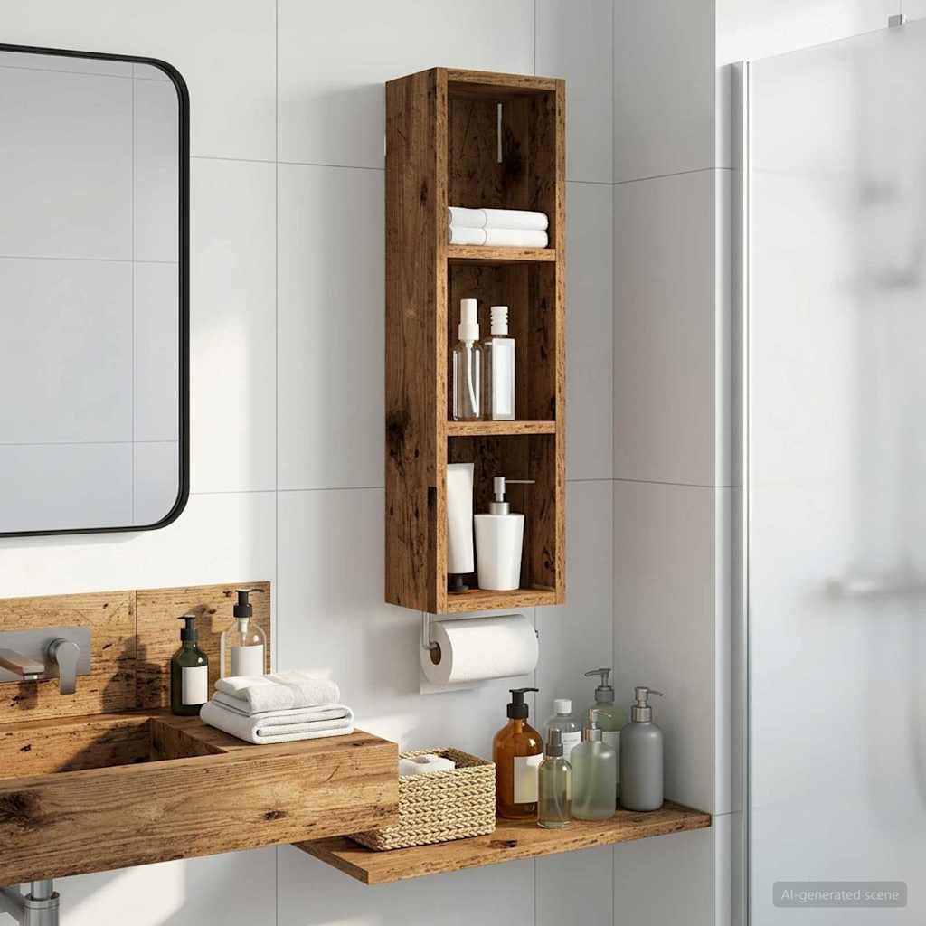 vidaXL Bathroom Wall Cabinet Old Wood 20 x 14 x 70 cm Engineered wood