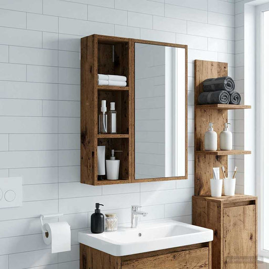 vidaXL Bathroom Wall Cabinet Old Wood 20 x 14 x 70 cm Engineered wood