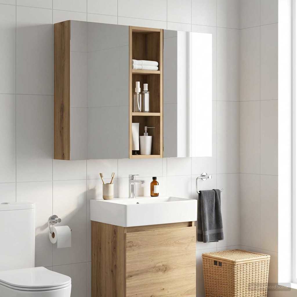 vidaXL Bathroom Wall Cabinet with Shelf Artisian Oak 20 x 14 x 70 cm