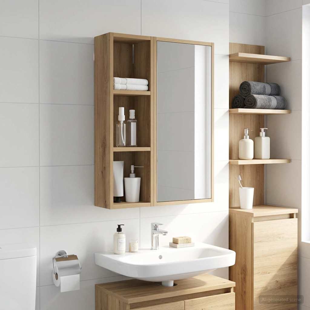 vidaXL Bathroom Wall Cabinet with Shelf Artisian Oak 20 x 14 x 70 cm
