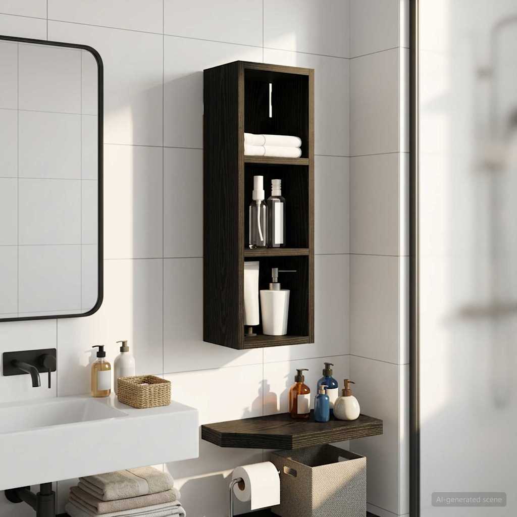 vidaXL Bathroom Wall Cabinet Black Oak 20 x 16 x 62.5 cm