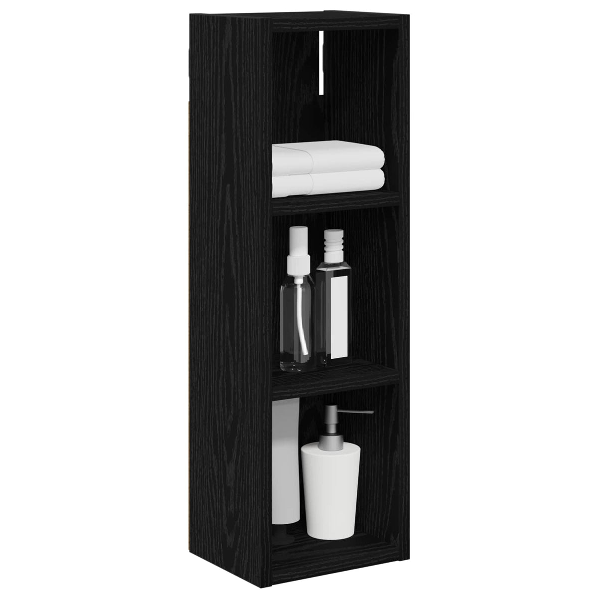 vidaXL Bathroom Wall Cabinet Black Oak 20 x 16 x 62.5 cm