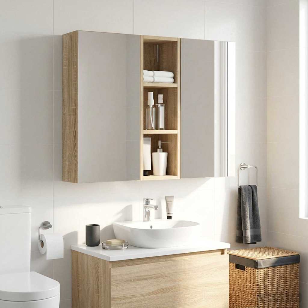 vidaXL Bathroom Wall Cabinet Sonoma Oak 20 x 16 x 62.5 cm