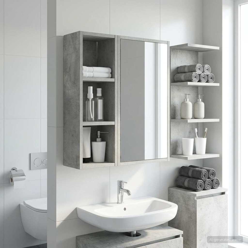vidaXL Bathroom Wall Cabinet Concrete Grey 20 x 16 x 62.5 cm