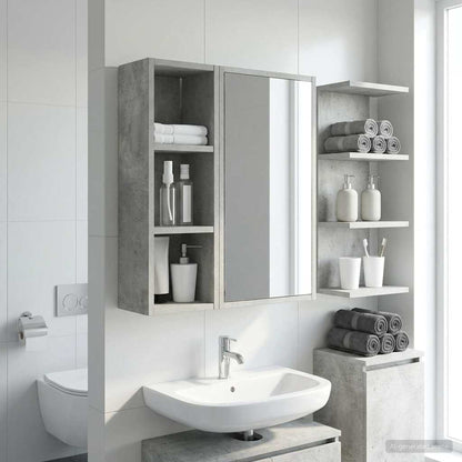 vidaXL Bathroom Wall Cabinet Concrete Grey 20 x 16 x 62.5 cm