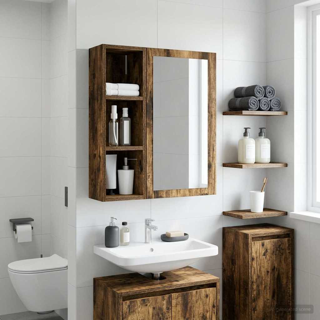 vidaXL Bathroom Wall Cabinet Smoked Oak 20 x 16 x 62.5 cm