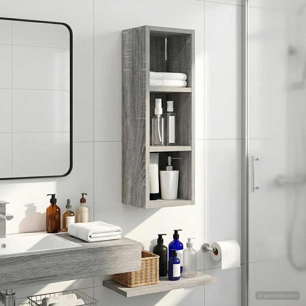 vidaXL Bathroom Wall Cabinet Grey Sonoma 20 x 16 x 62.5 cm