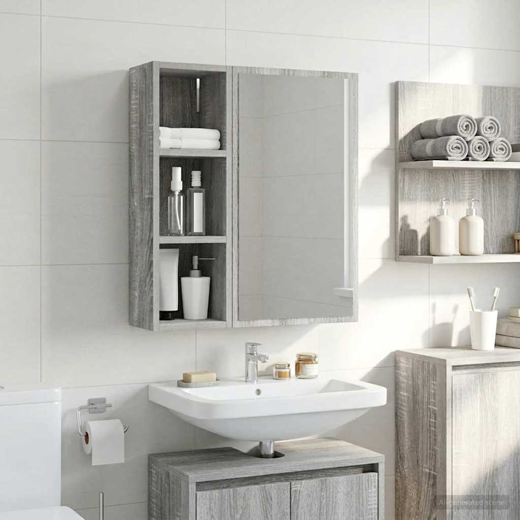 vidaXL Bathroom Wall Cabinet Grey Sonoma 20 x 16 x 62.5 cm