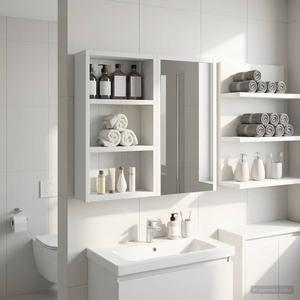vidaXL Bathroom Wall Cabinet White 30 x 10 x 50 cm Engineered wood