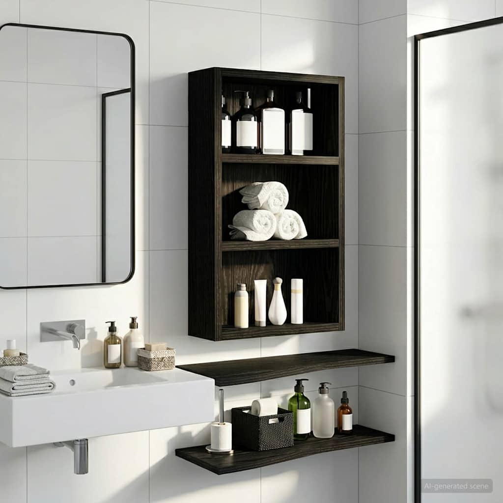 vidaXL Bathroom Wall Cabinet Black Oak 30 x 10 x 50 cm Engineered wood
