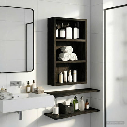 vidaXL Bathroom Wall Cabinet Black Oak 30 x 10 x 50 cm Engineered wood
