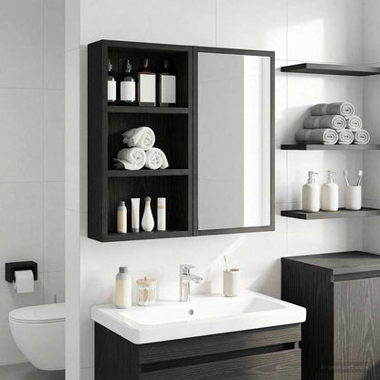 vidaXL Bathroom Wall Cabinet Black Oak 30 x 10 x 50 cm Engineered wood