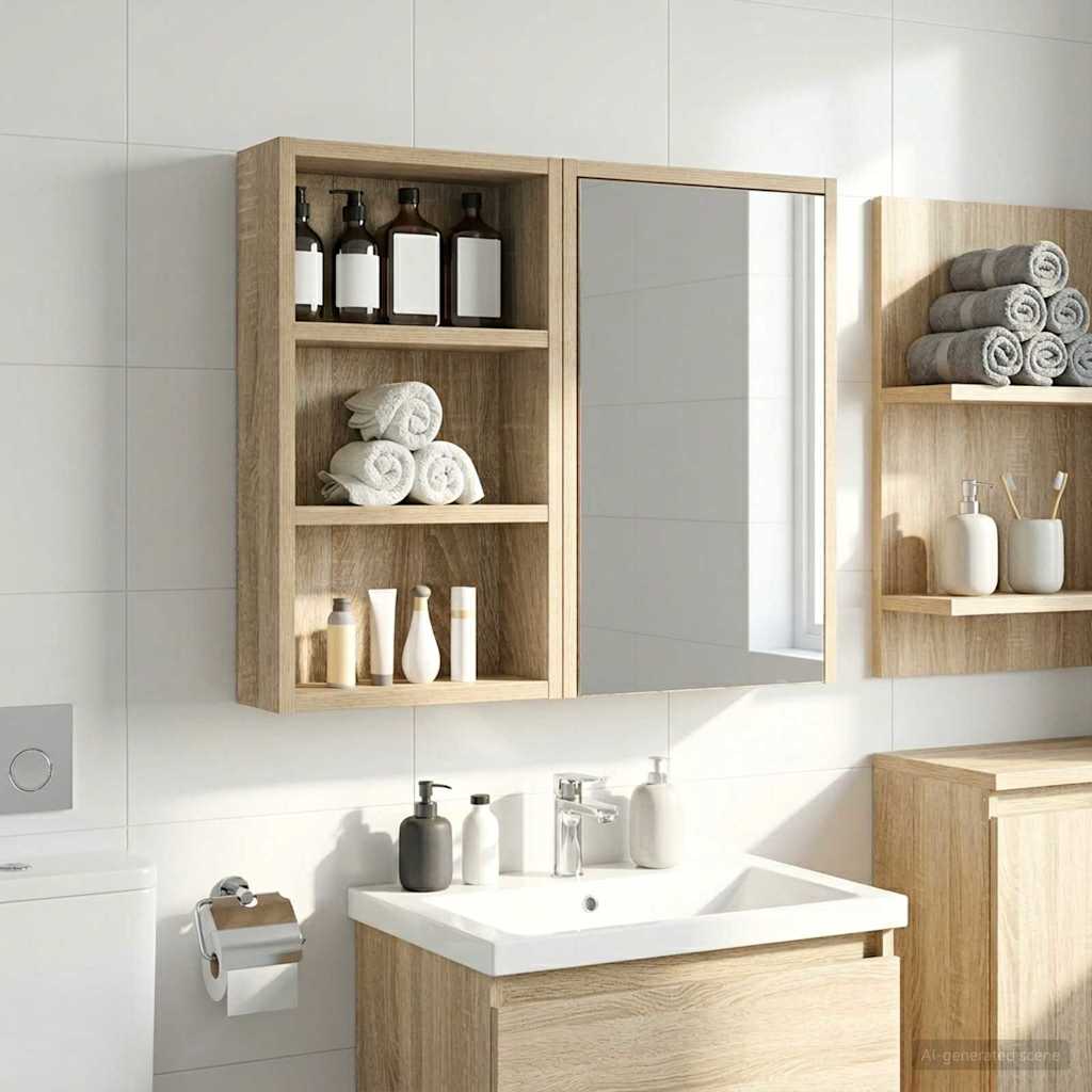 vidaXL Bathroom Wall Cabinet Sonoma Oak 30 x 10 x 50 cm