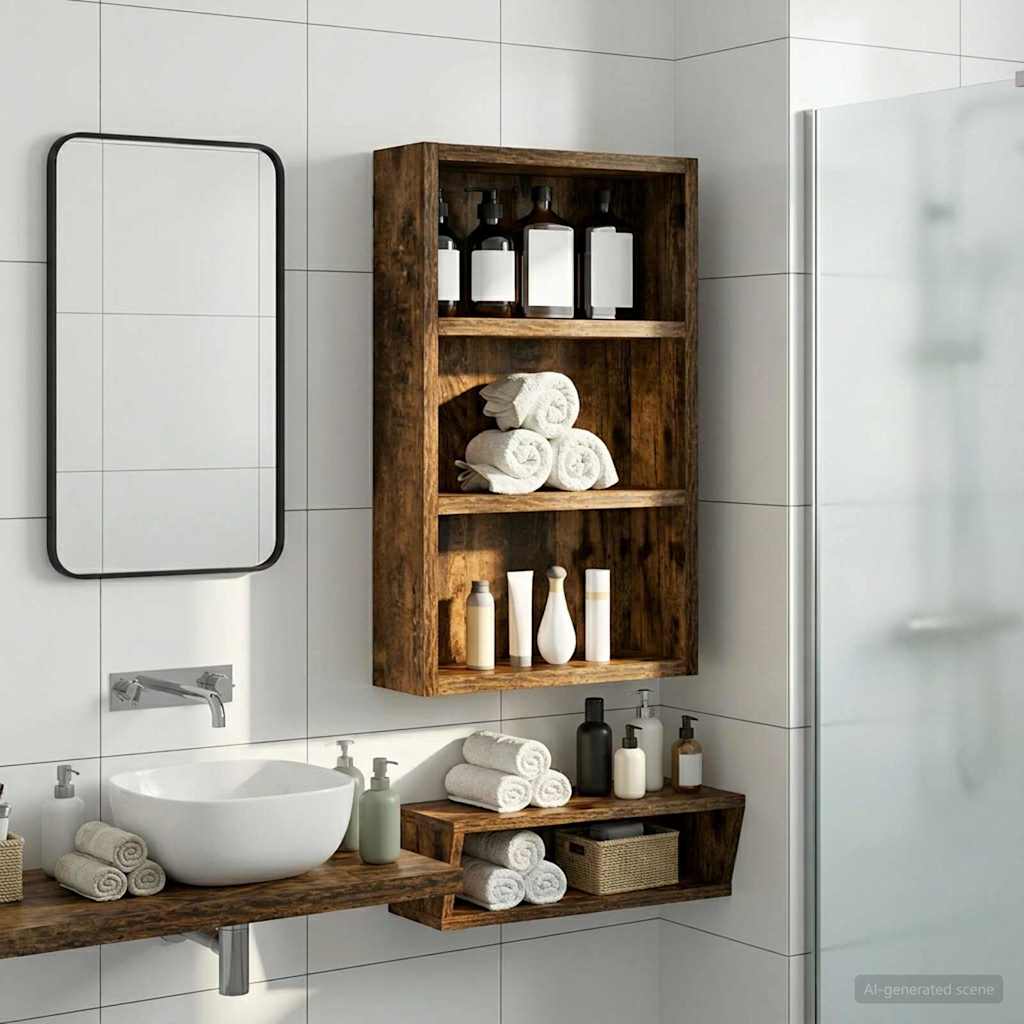 vidaXL Bathroom Wall Cabinet Smoked Oak 30 x 10 x 50 cm