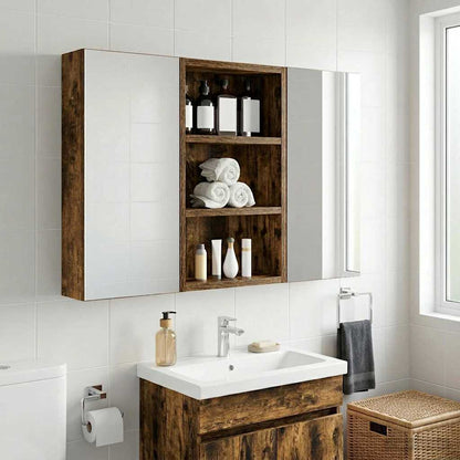 vidaXL Bathroom Wall Cabinet Smoked Oak 30 x 10 x 50 cm