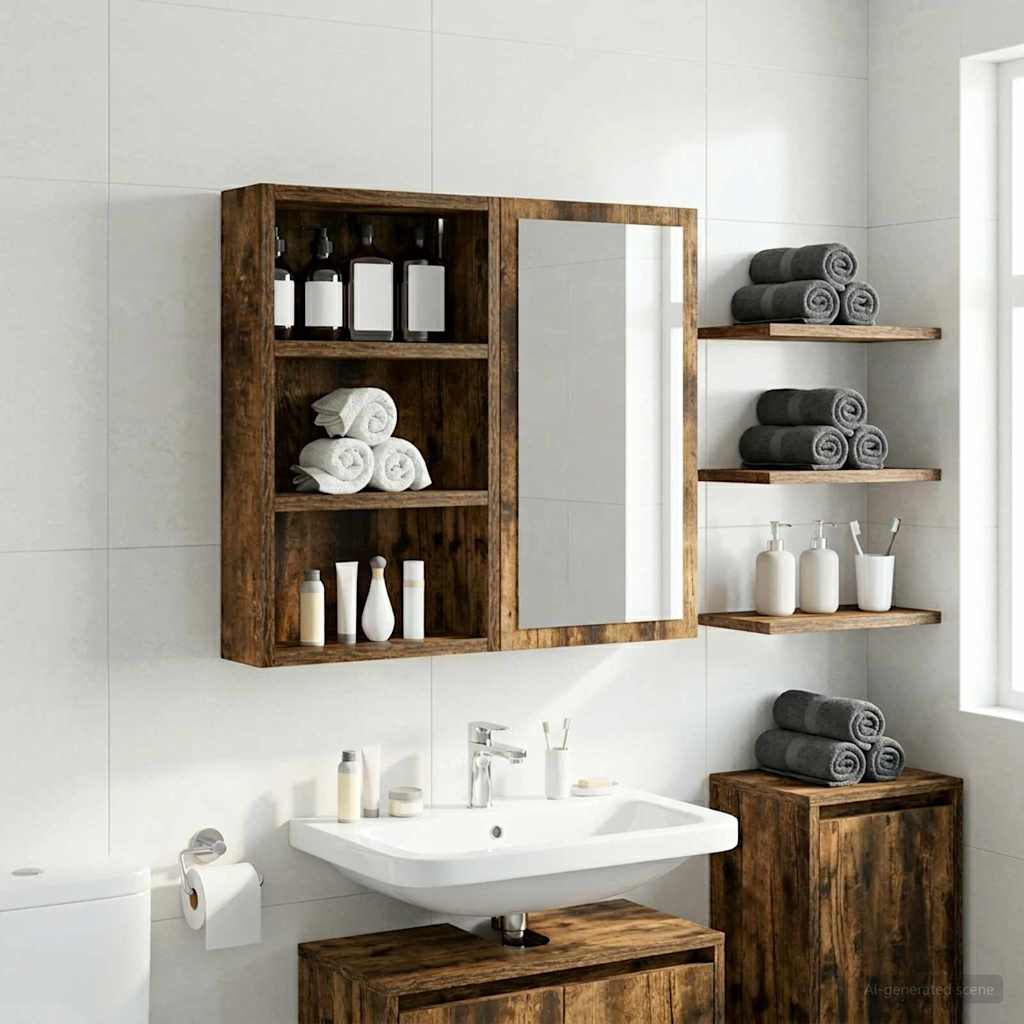 vidaXL Bathroom Wall Cabinet Smoked Oak 30 x 10 x 50 cm