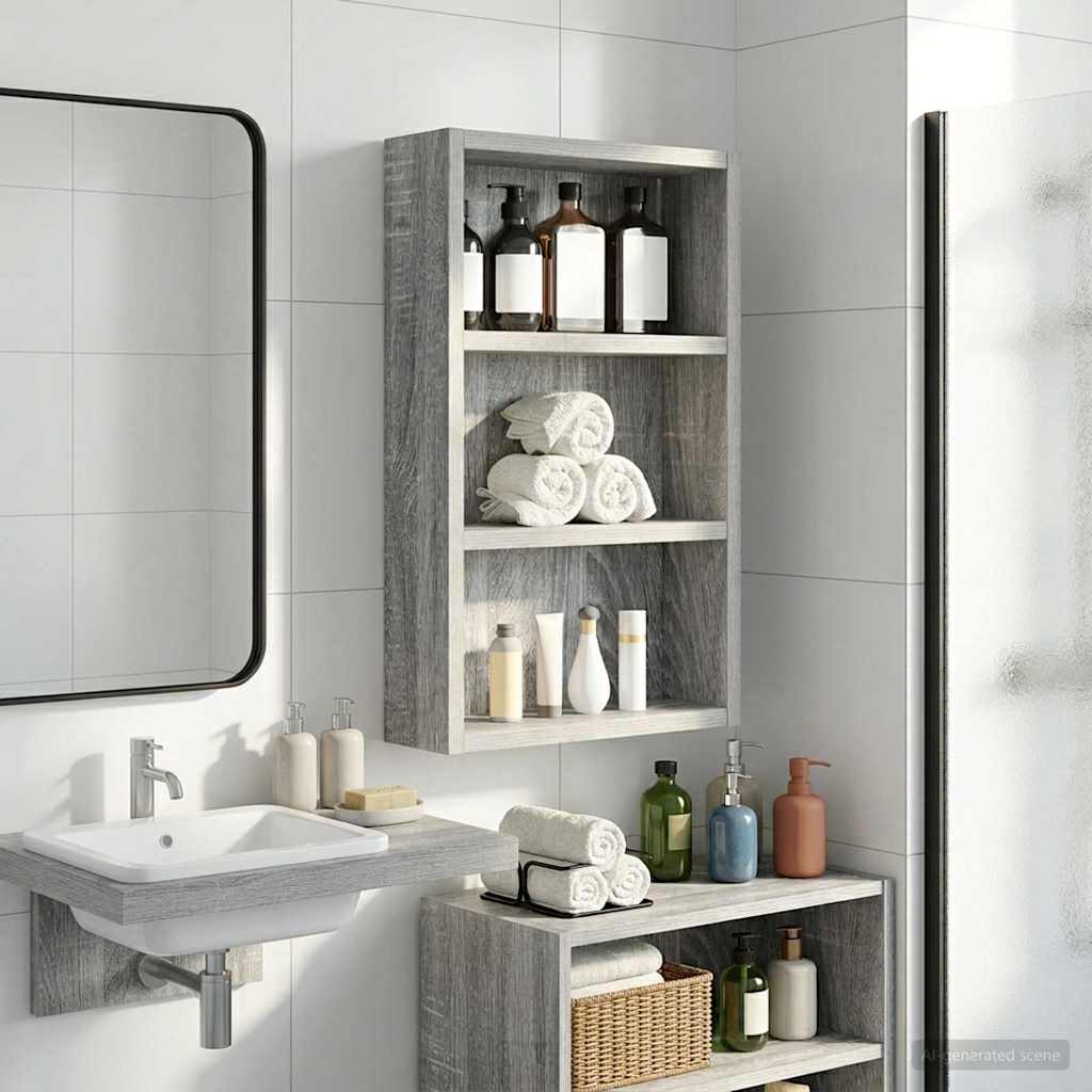 vidaXL Bathroom Wall Cabinet Grey Sonoma 30 x 10 x 50 cm