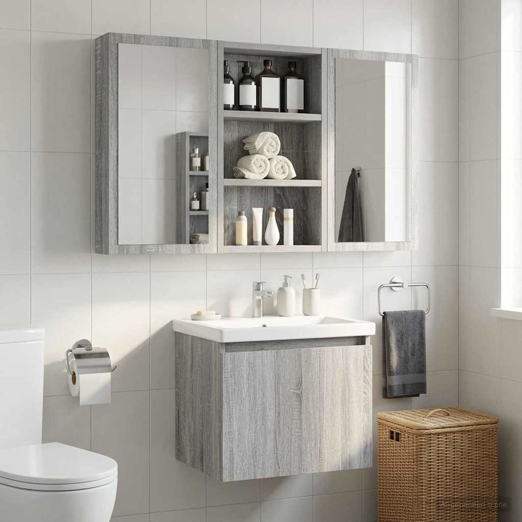vidaXL Bathroom Wall Cabinet Grey Sonoma 30 x 10 x 50 cm