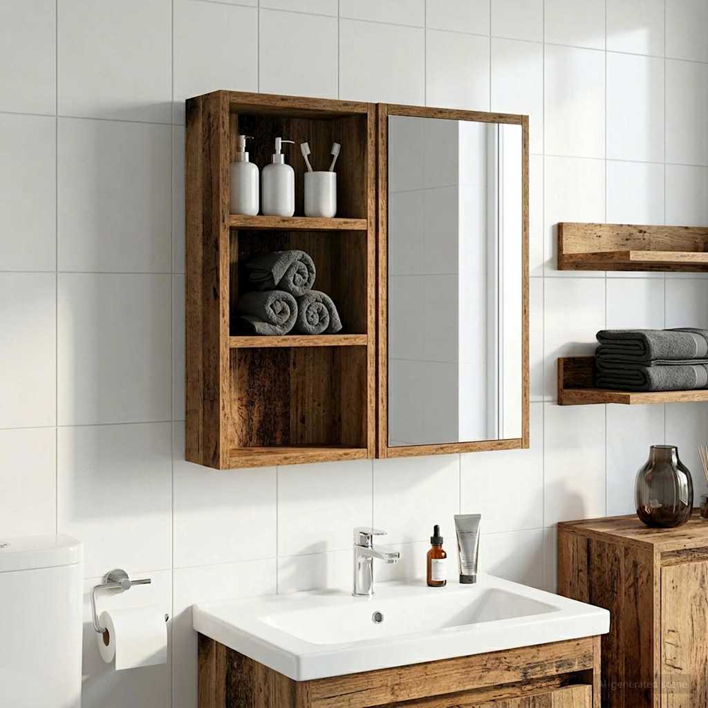 vidaXL Bathroom Wall Cabinet Old Wood 30 x 10 x 50 cm Engineered wood